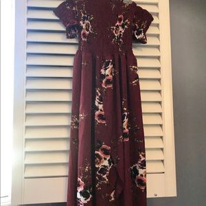 Maroon off the shoulder floral dress